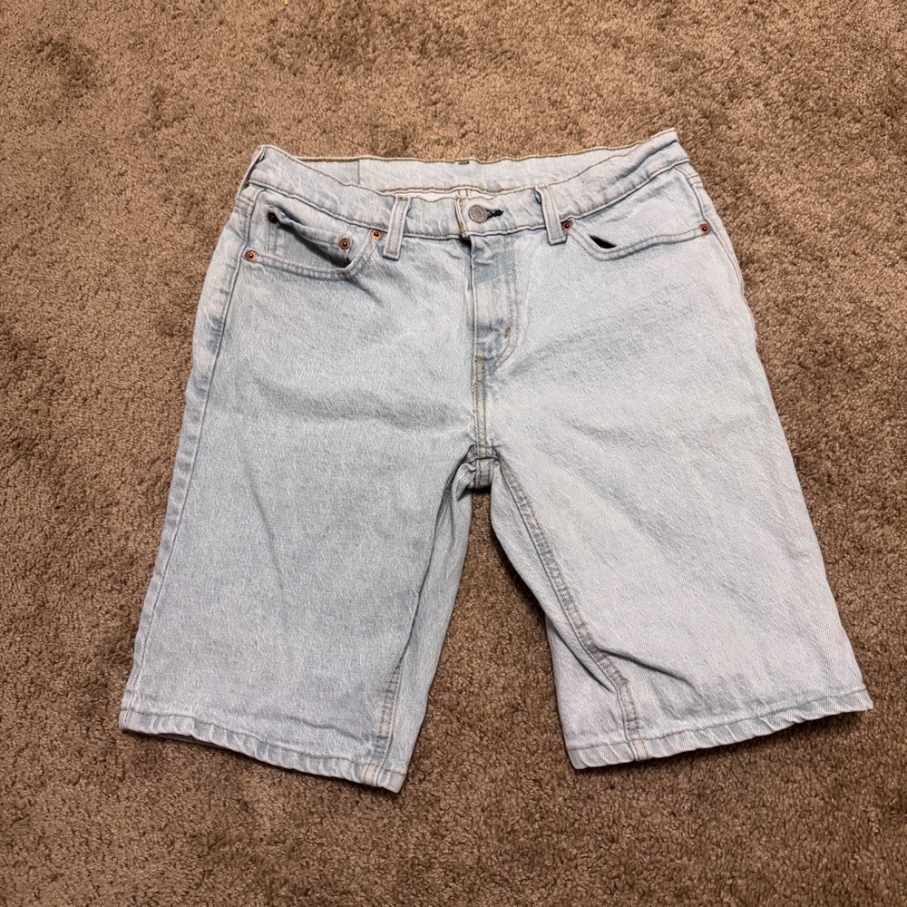 Levis 541 Jean Shorts Mens 30 Blue Denim 9'' Inseam Light Wash Logo Casual